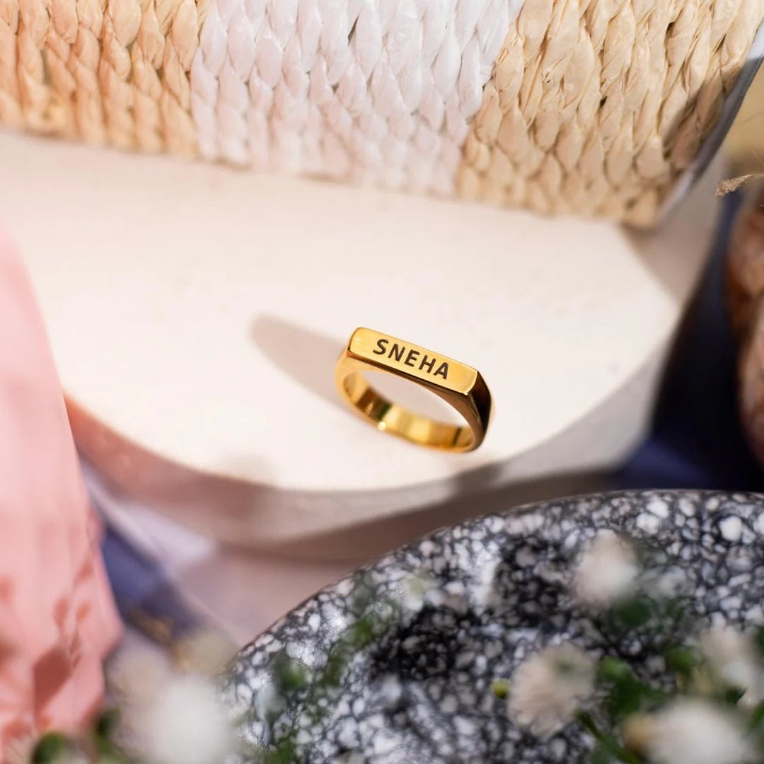 Engraved name ring