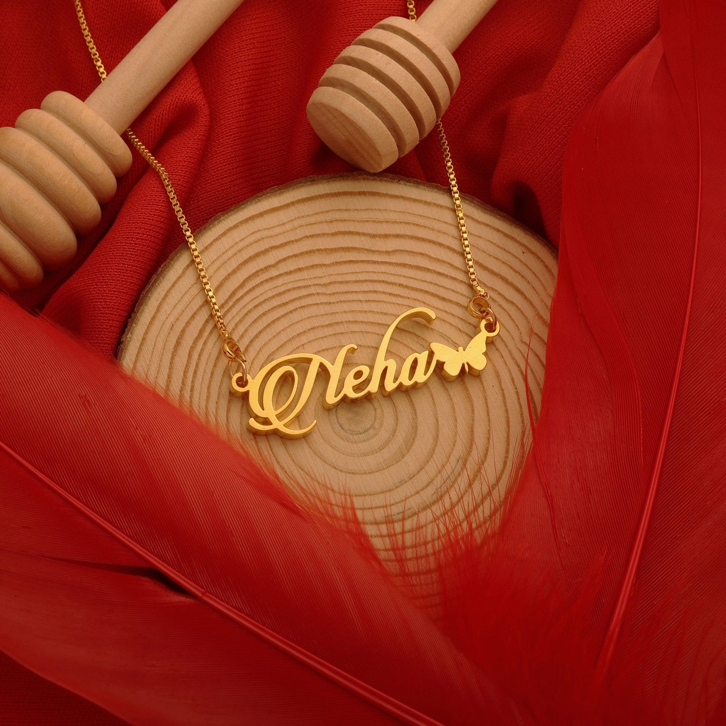 Customised butterfly name necklace