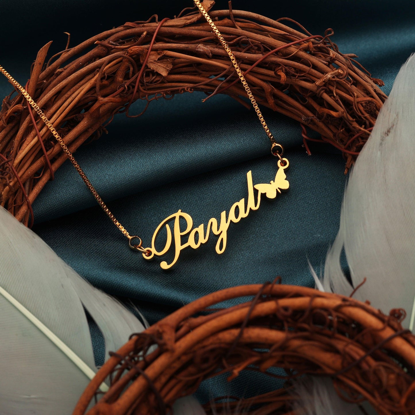 Customised butterfly name necklace