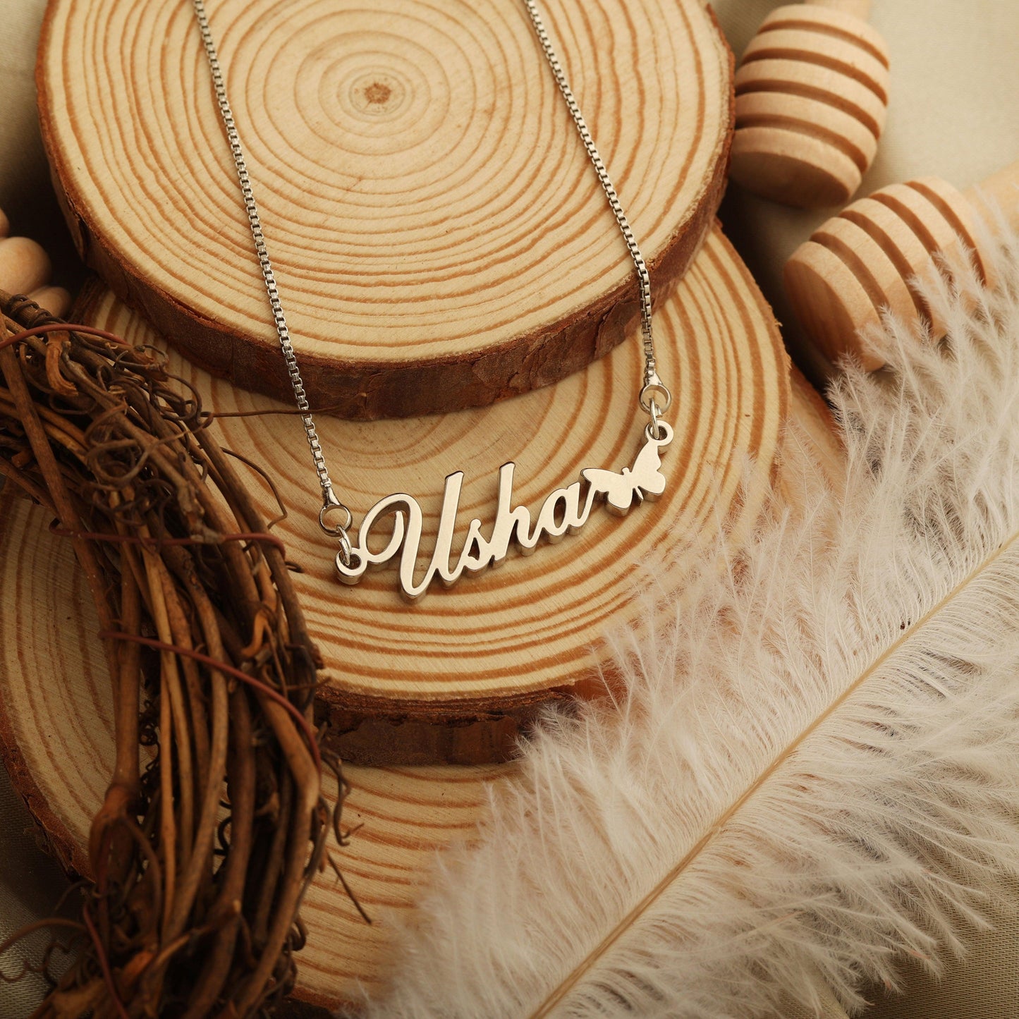 Customised butterfly name necklace