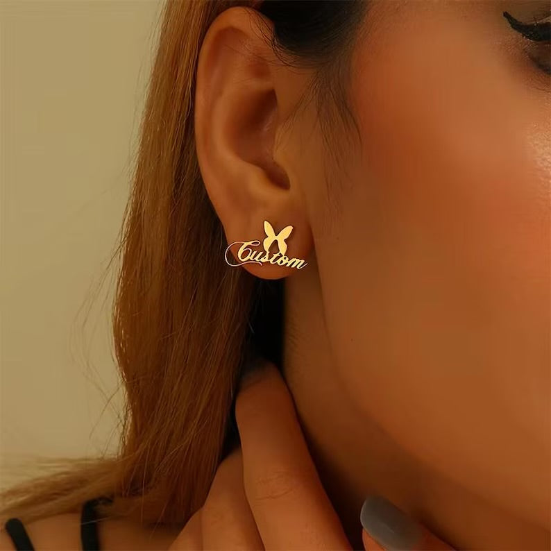 Butterfly Customised Name Earrings