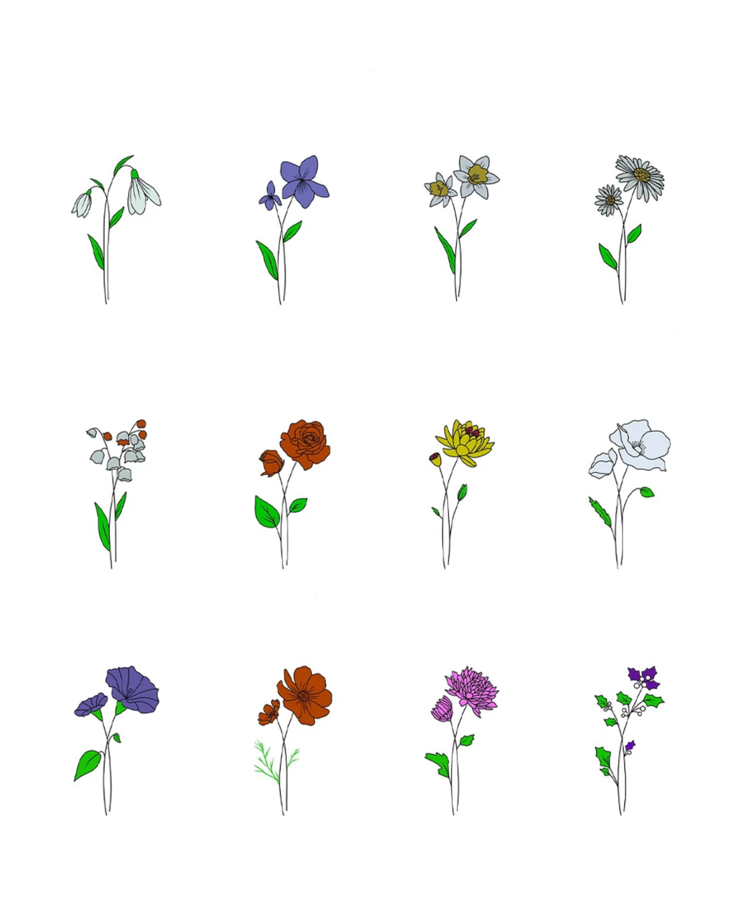 Customized Flowers Name Necklace