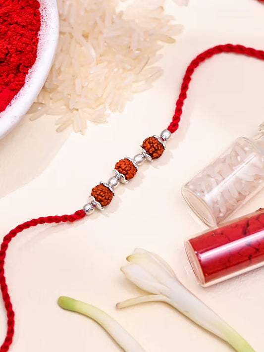 925 Pure silver Rudraksha rakhi