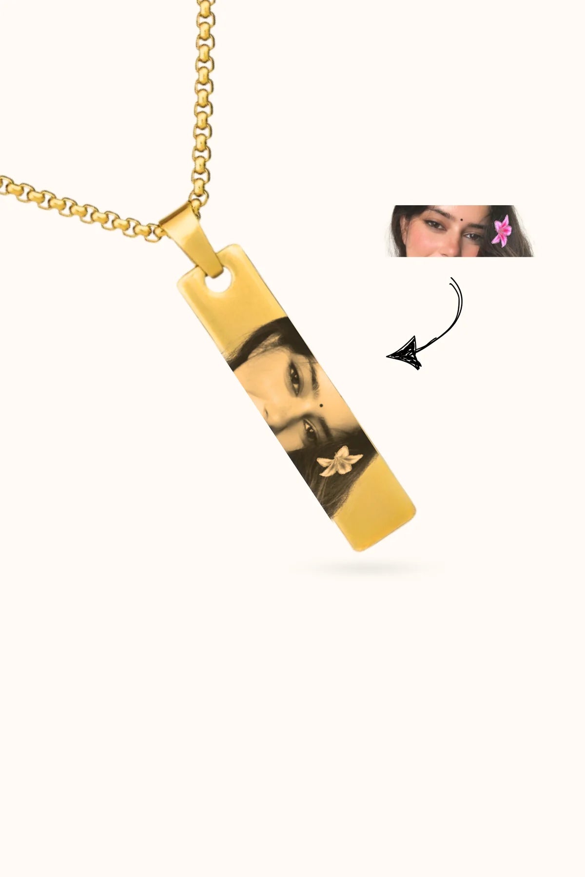Customised Photo engraved necklace