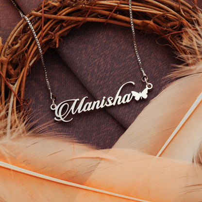 Customised butterfly name necklace