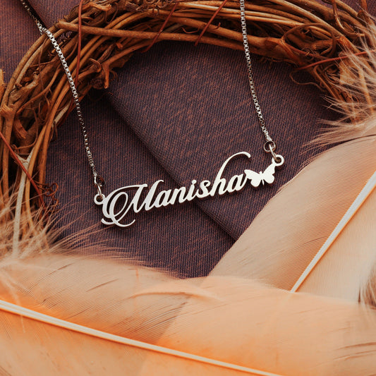 Customised butterfly name necklace