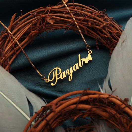 Customised butterfly name necklace