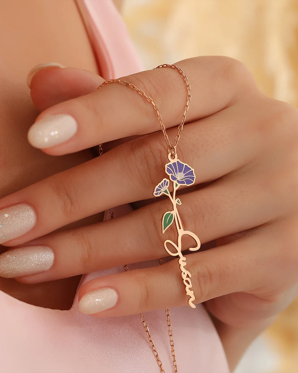 Customized Flowers Name Necklace