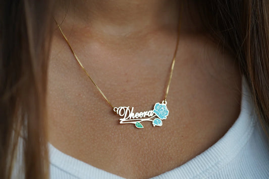 Enamel name necklace