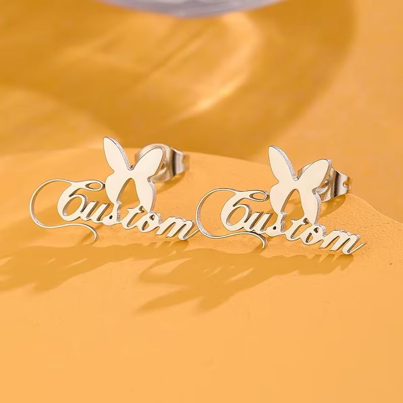 Butterfly Customised Name Earrings